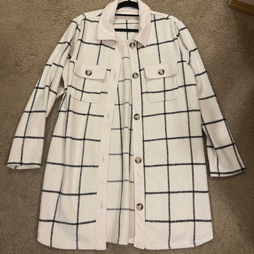 Plaid Coat Shirt-Long Jacket
